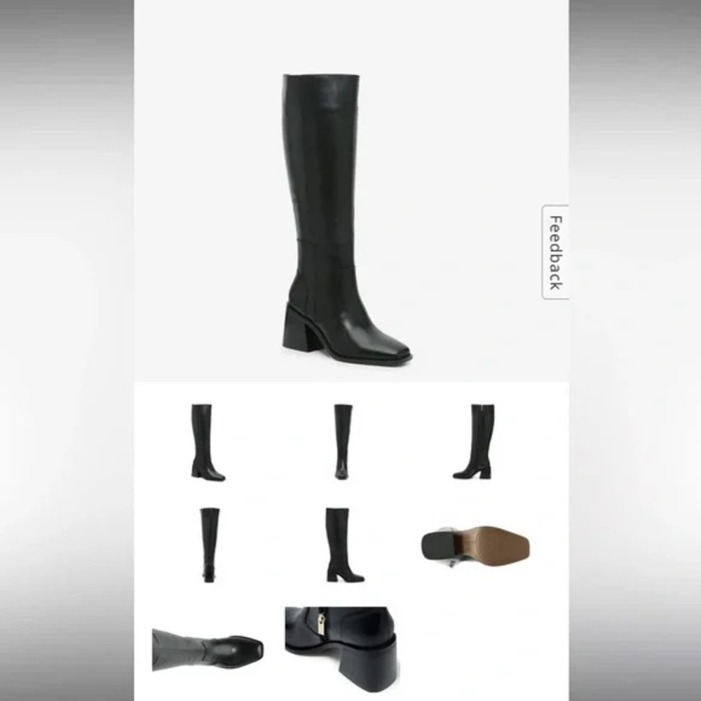 Vince Camuto Tall Black Leather Boot with Block Heel. - Picture 2 of 6